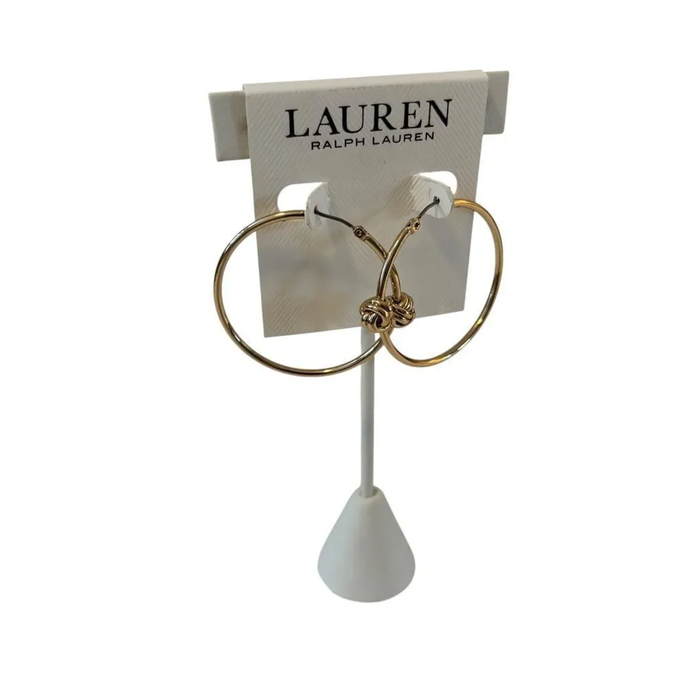Lauren Ralph Lauren Chic & Stylish Gold Knot Hoop Earrings.